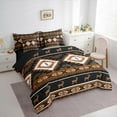 thumbnail image 3 of Feelyou Retro Hippie Aztec Twin Bedding Sets 7-Piece for Men, Black Brown Stripe Triangle Bedding Comforter Set, Wildlife Deer Moose Reversible Sheet Sets, Luxury Bedroom Decor, 3 of 7