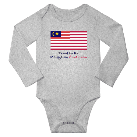 

Proud to be Malaysian American Baby Long Slevve Romper Bodysuit (Gray 3-6 Months)