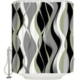 thumbnail image 3 of Polyester Fabric Teal Black Grey Shower Curtain, Modern Moire Geometric Abstract Art, Waterproof Bathtub Curtain Bathroom Decor Set with Hooks 72 x 72 Inches,, 3 of 6