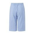 thumbnail image 7 of GEWSEY Bermuda 3/4 Pants Shorts for Women Botton Trim Wide Leg Linen Knee Length Summer Casual Long Shorts Loose High Waisted Plus Size Short with Pockets (Light Blue, 3XL), 7 of 7