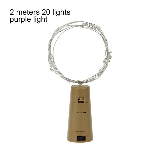 Advancent Luz de botella de corcho alimentada por 1 m/2 m barra de luz LED DIY barra de luz de tapón de botella de vino de fiesta de cumpleaños Iluminación navideña violeta 2m Advancent HA006179-14