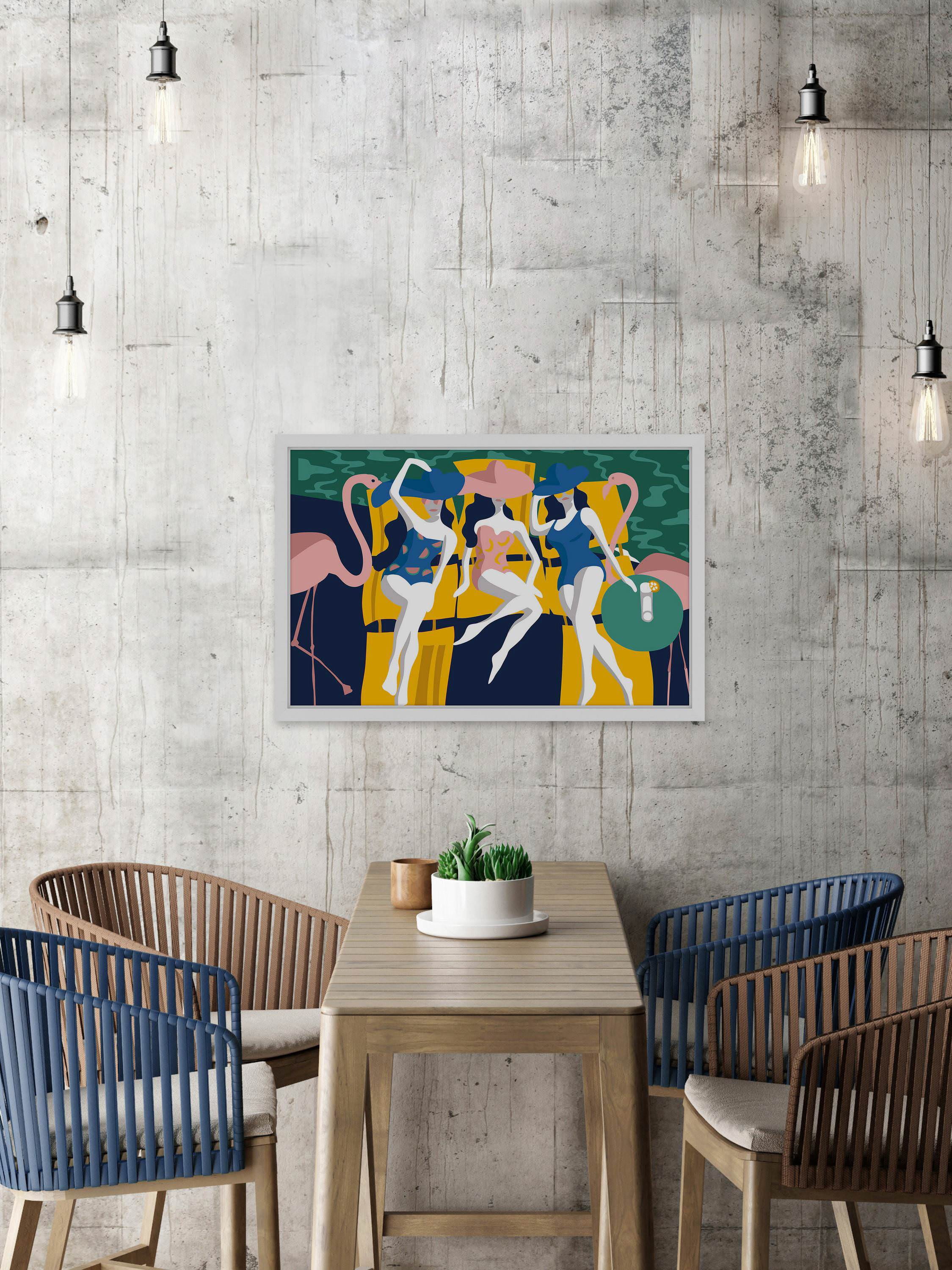 Swimming Party Framed Painting Print