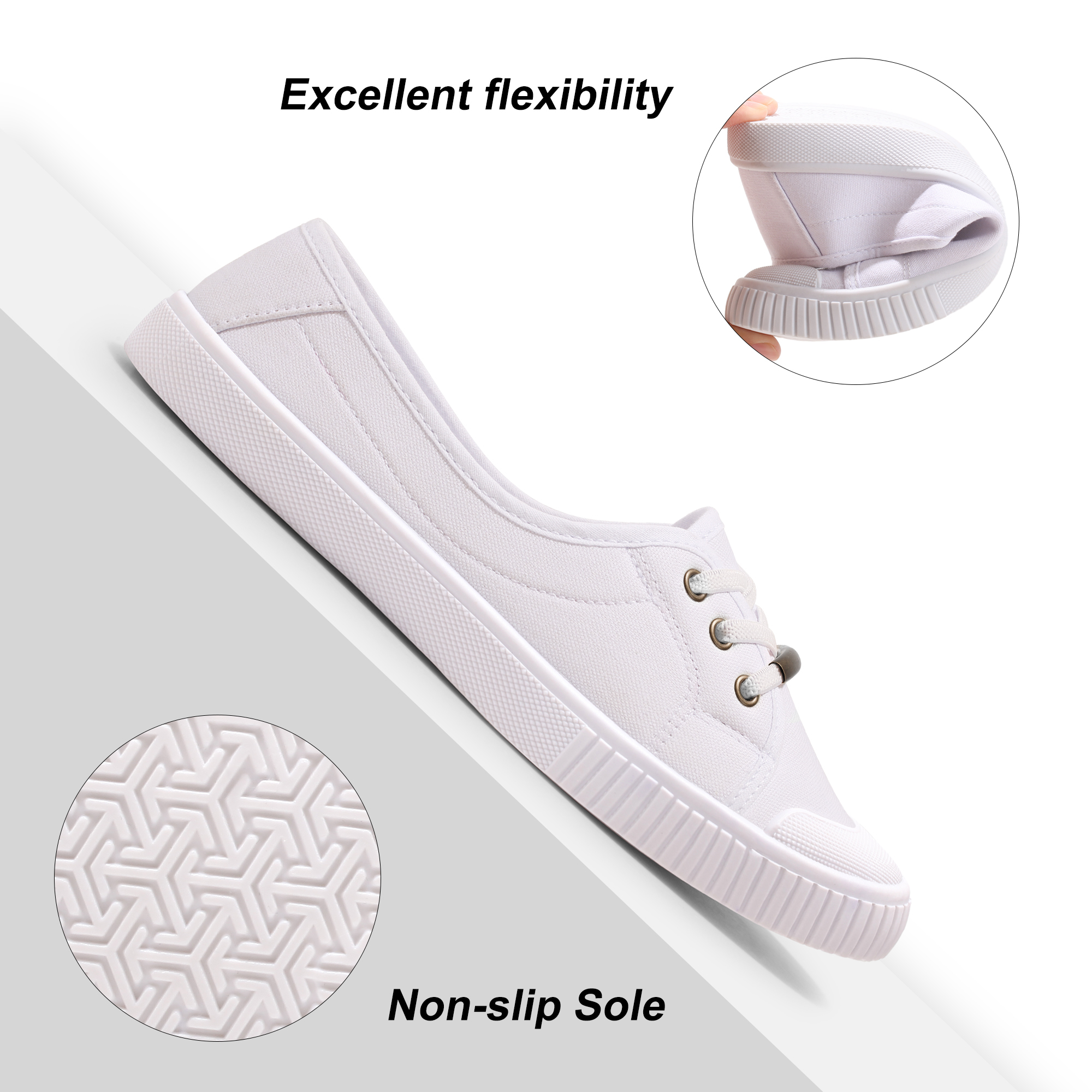Slip-On Canvas Shoes for Women-Fashion Low-Top Flat Loafers with CloudFoam Insole