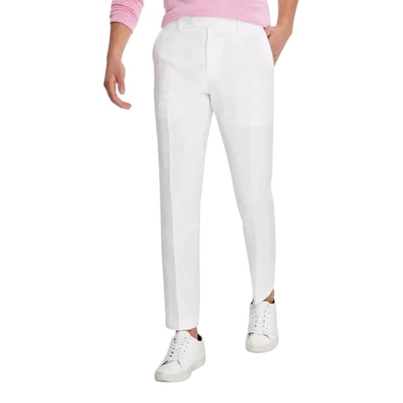 Tommy Hilfiger Mens Modern fit Linen Dress Pants 38 / 30 White Solid