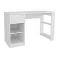 thumbnail image 2 of Modern Desk For Home Office, 47" Wide With One Drawer & Four Shelves, White And Office - Rectangular Drawer, Aesthetic Structure, 2 of 5