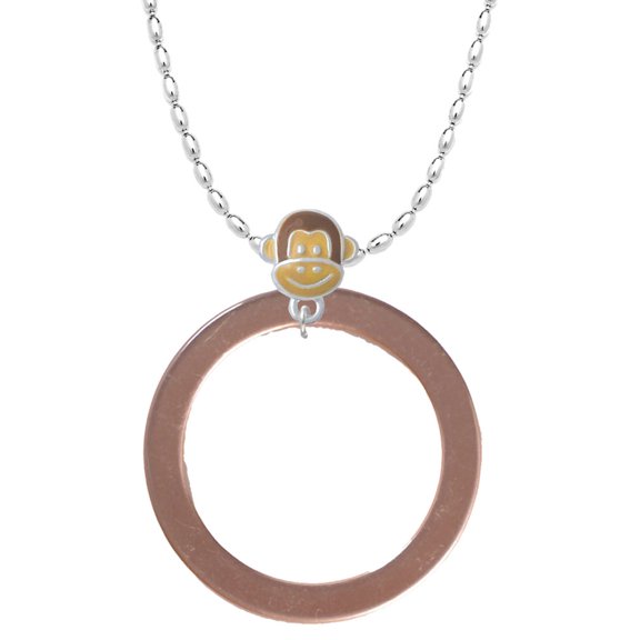 Delight Jewelry Acrylic 1 1/2" Ring Rose Goldtone Mia Monkey Charm Necklace