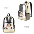 thumbnail image 2 of ZIATUBLES Clear Backpack, Heavy Duty Fabric & PVC Transparent Bookbag with Poodle Airplane Print, Large Capacity See Through Backpack for School College Work Travel Security, 2 of 7