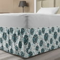 thumbnail image 1 of Floral Bed Skirt, Flower Petals and Blossoms Leaves on Circles Polka Dots Retro Motif, Elastic Bedskirt Dust Ruffle Wrap Around for Bedding Decor, 4 Sizes, Grey Teal Blue Pale Taupe, by Ambesonne, 1 of 2