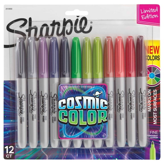 Sharpie Permanent Markers, Fine Point, Cosmic Color, Limited Edition, 12 Count