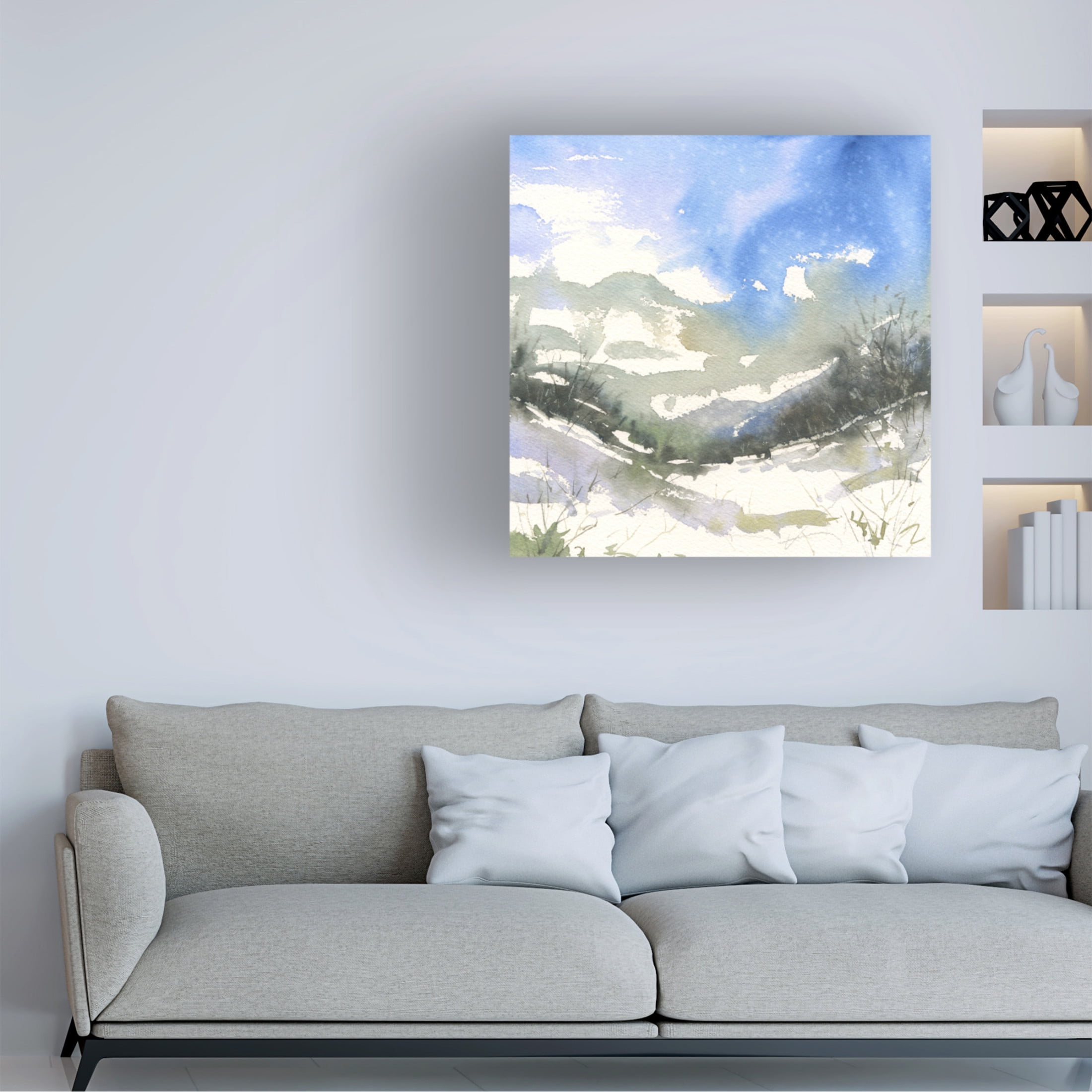 Canvas Wall Art - Randy Noble Fine Art 'Winter Run' Wall Art for Living Room, Bedroom, or Office Décor by Trademark Fine Art - 18 x 18 Inches
