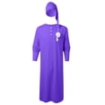 thumbnail image 4 of Pajama Sets for Men 2 Piece Casual Long Sleeve Button Sleepshirt with Hat Pjs,Purple,M, 4 of 4