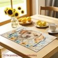 4pcs, A gentle puppy Pattern placemats, fashion print pattern table mat ...