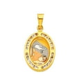 thumbnail image 2 of 14k Tri-tone Solid Gold Cubic Zirconia Baptism Religious Pendant with 0.8-mm Square Wheat Chain, 2 of 3