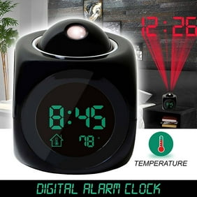 Black Multi Function Talking Projection Time Temp Display Alarm
