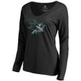 thumbnail image 2 of Women's Black San Jose Sharks Static Logo Long Sleeve V-Neck T-Shirt, 2 of 3
