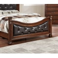 thumbnail image 2 of Traditional 1pc Bed Classic Brown Finish Queen Size Bed Posts Tufted Headboard Antique Carved Design Bedroom Furniture Wooden, 2 of 4