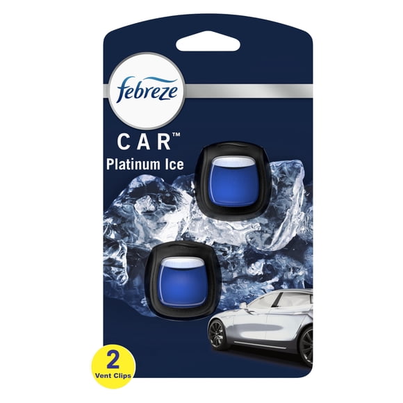 Ambientador para auto Febreze Platinum Ice con clip para ventilación, paquete de 2