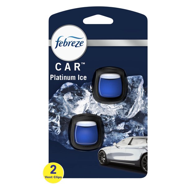 Ambientador para auto Febreze Platinum Ice con clip para ventilación, paquete de 2