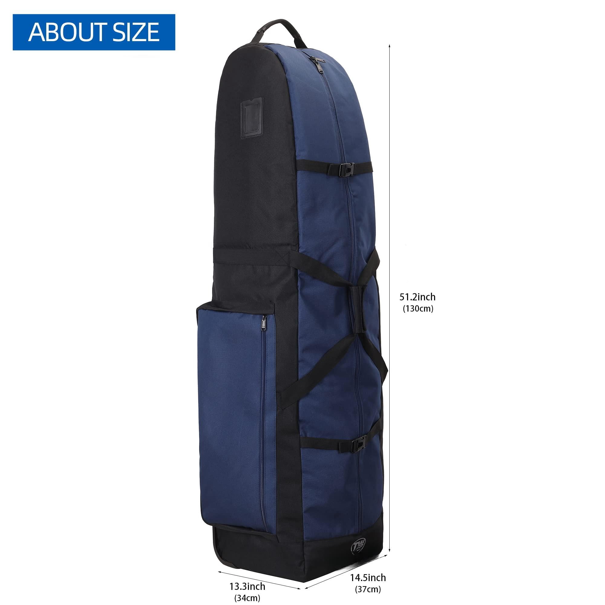 Foldable Padded Golf Travel Bag  Heavy Duty 900d Polyester Club Waterproof Carry Cart With Wheels Soft-sided Spacial Size For Gear Transportation
