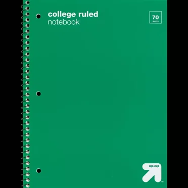 College Ruled 1 Subject Flexible Plastic Cover Spiral Notebook