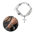 thumbnail image 2 of ZPAQI Punk Cross Pendant Bracelet Adjustable Wrist Chain Reflective Pearls Bangle, 2 of 12