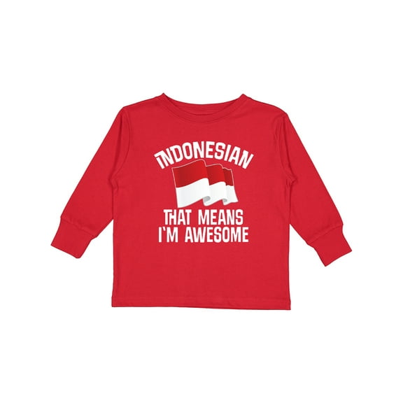 Inktastic Indonesian Gift Indonesia Flag Boys or Girls Long Sleeve Toddler T-Shirt