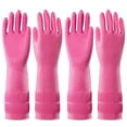 thumbnail image 1 of 2 Pairs Dishwashing Cleaning Rubber Gloves, Reusable Waterproof Kitchen Gloves, Non-, L, 1 of 5