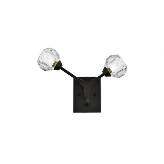 2 Light Wall Sconce in Modern Style-10 inches Tall and 15 inches Wide-Black Finish Bailey Street Home 390-Bel-4973555