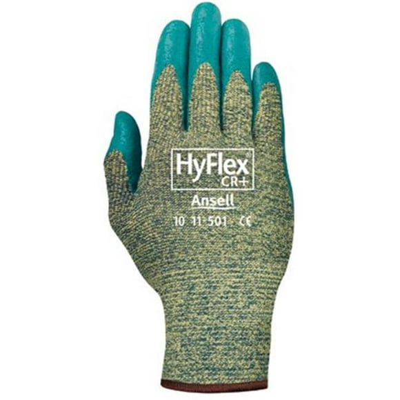 Ansell 012-11-50.13 Hyflex 501 Medium-Duty Cut Resistant Gloves, Size 8 - Blue-Green