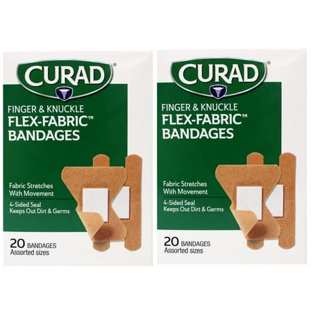 2 Pack - CURAD Flex-Fabric Finger and Knuckle Bandages, Assorted Sizes, 20 Ct