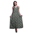 thumbnail image 1 of Bimba Rayon Leaves Printed Spaghetti Strap Sleeveless Womens Cami Maxi Slip Swing Dress-XSmall, 1 of 4