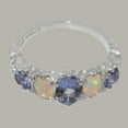 thumbnail image 5 of LBG British Made 925 Sterling Silver Natural Tanzanite & Opal Womens Band Ring - 33 size options - Size 10.5, 5 of 6