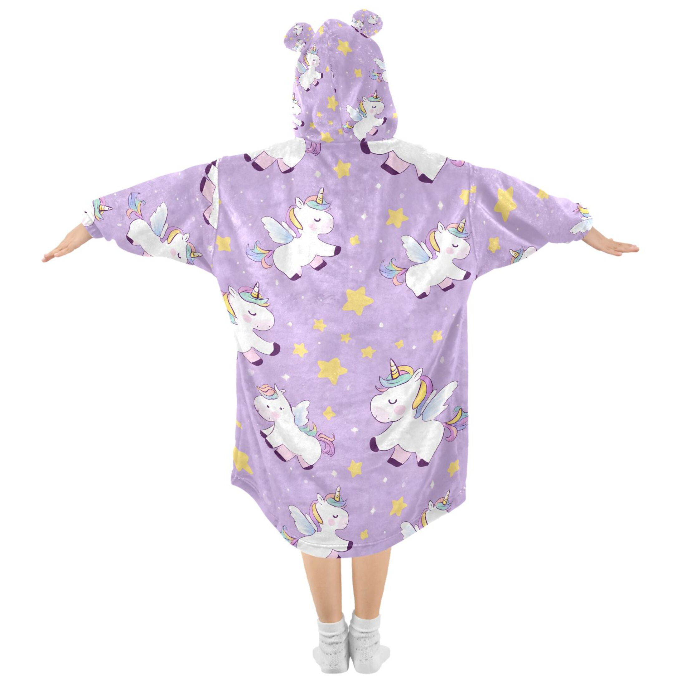 joogoo Wearable Blanket Hoodie for Unicorn Cute Star Flannel Sherpa Pocket 3-14 YR S