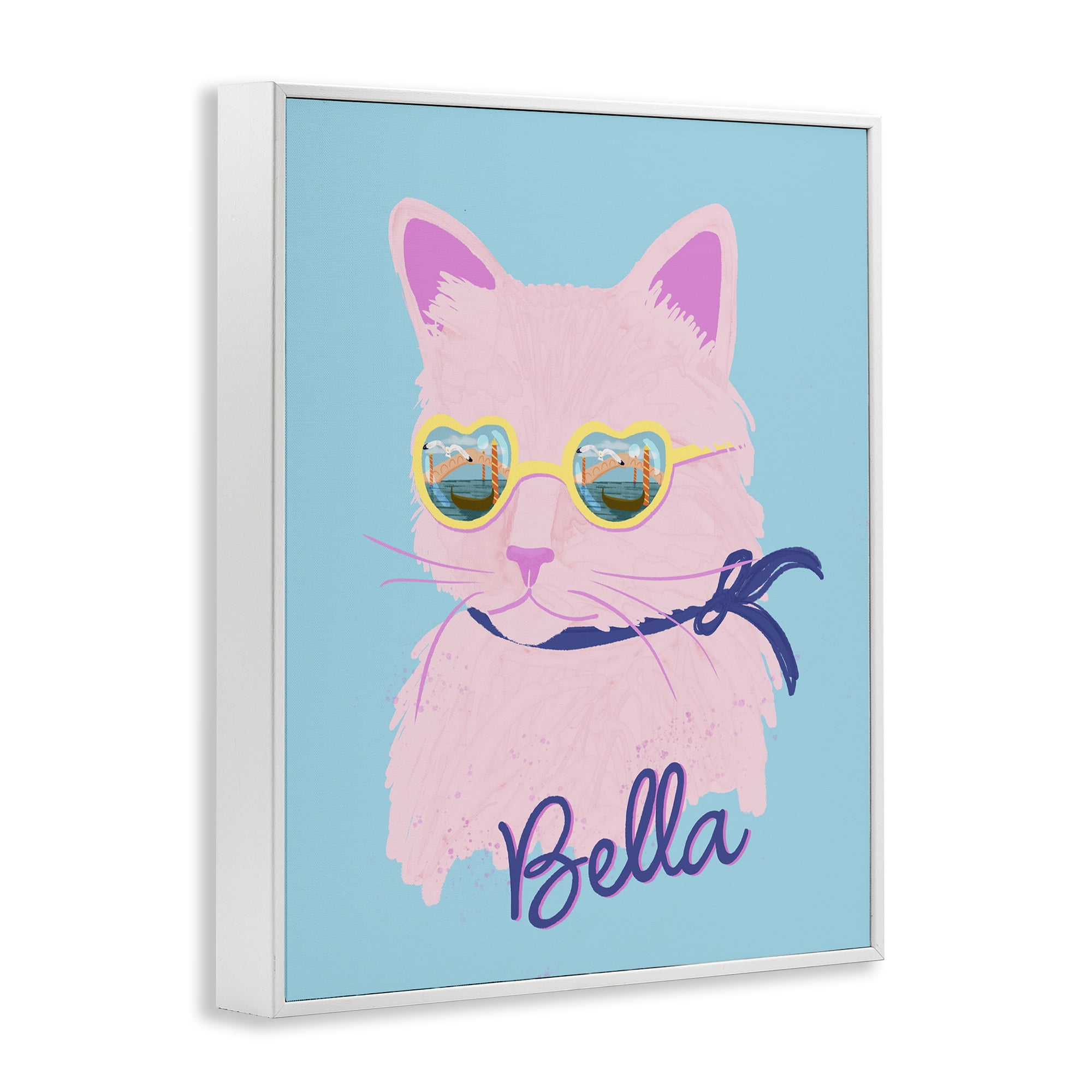 Stupell Industries Cool Cat Bella White Framed Giclee Art, design by Steffanie Pisula