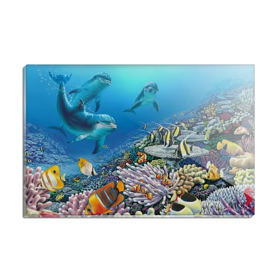 Ocean Underwater Dolphins Scuba Diving Reef Rectangle Acrylic Fridge Refrigerator Magnet