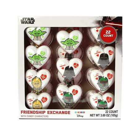 Star Wars Valentines Day Friendship Exchange Candy Filled Hearts, 22 Count