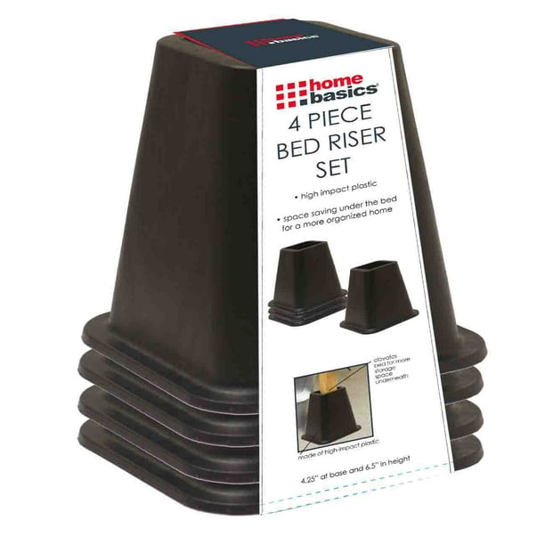 Home Basics 4 Piece Plastic Bed Riser, Black - Walmart.com