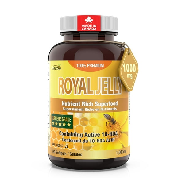 Herba Royal Jelly Capsules 1000mg - 120 Softgels | Made in Canada