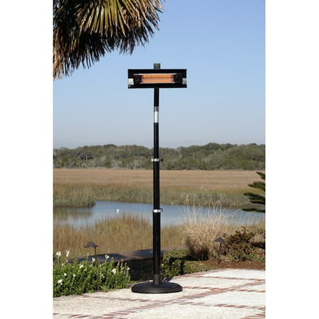 Black Mounting Pole - Fire Sense Black Powder-Coated Steel Telescoping Offset Pole Mounted Infrared Patio Heater