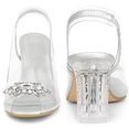 thumbnail image 6 of BLISSFUL STEP Women's Shoes Clear Slingback Rhinestone Peep Toe Block Heel Sandals Silver 6, 6 of 7