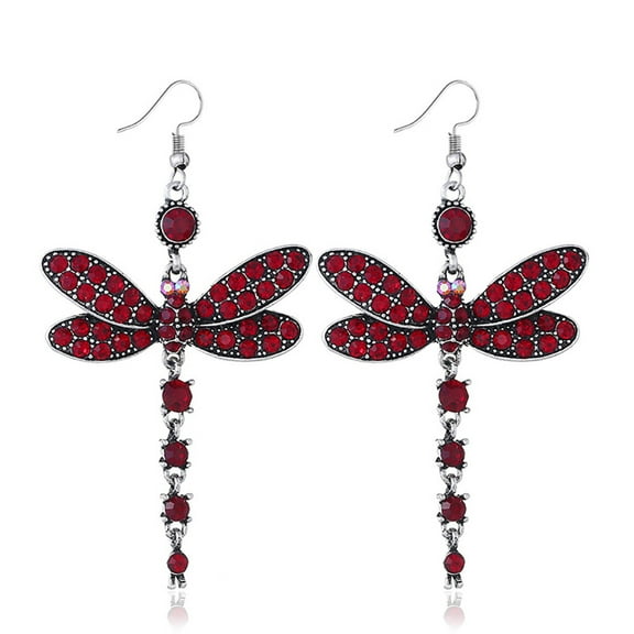 Nvzi Retro New Unique Design Style Dangle Drop Earrings for Women Ethnic Bohemian Vintage Jewelry （Red）