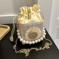 thumbnail image 4 of Bolsa De Mensajero Bolso bandolera cuadrado para mujer Bolso vagabundo de perlas de paja de moda para viajes (Blanco) Ehuebsd Para Estrenar, 4 of 9