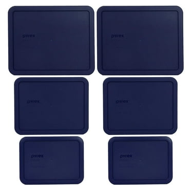 Pyrex (2) 7212-PC, (2) 7211-PC, and (2) 7210-PC Rectangle Blue Plastic Replacement Storage Lids