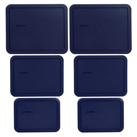 Pyrex (2) 7212-PC (2) 7211-PC and (2) 7210-PC Rectangle Blue Plastic Replacement Storage Lids