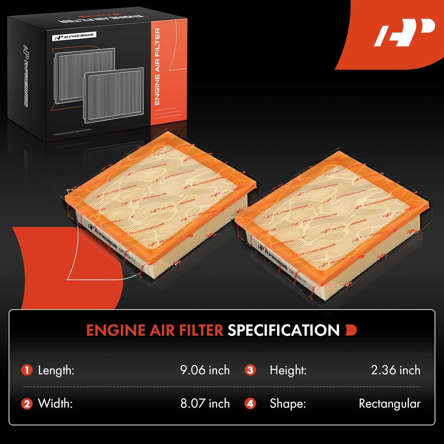 A-Premium 2-PC Engine Air Filter Compatible with Mazda CX-70 2025-2026 3.3L, CX-90 2024