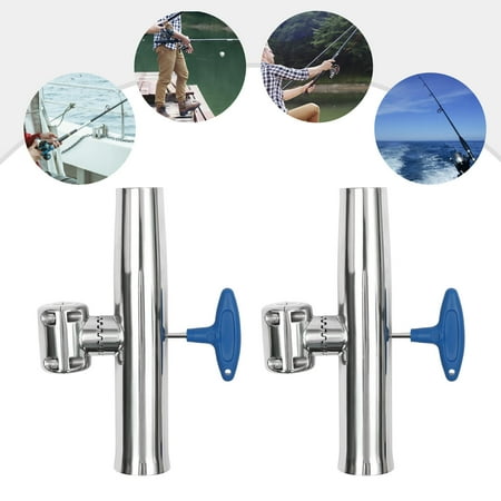 2PCS Fishing Rod Holder Stainless Steel Deck Mount for Rail 7/8 and 1