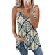 thumbnail image 4 of Moda mujer verano estampado cremallera sin mangas con cuello en V camisa chaleco Camis blusa Tops Fridja  qr561, 4 of 6