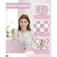 thumbnail image 4 of Travel Toiletry Bag Women Large Cosmetic Bag Travel Makeup Bag Organizer Medicine Bag for Toiletries Essentials Accessories, Pink Checkerboard, 4 of 8