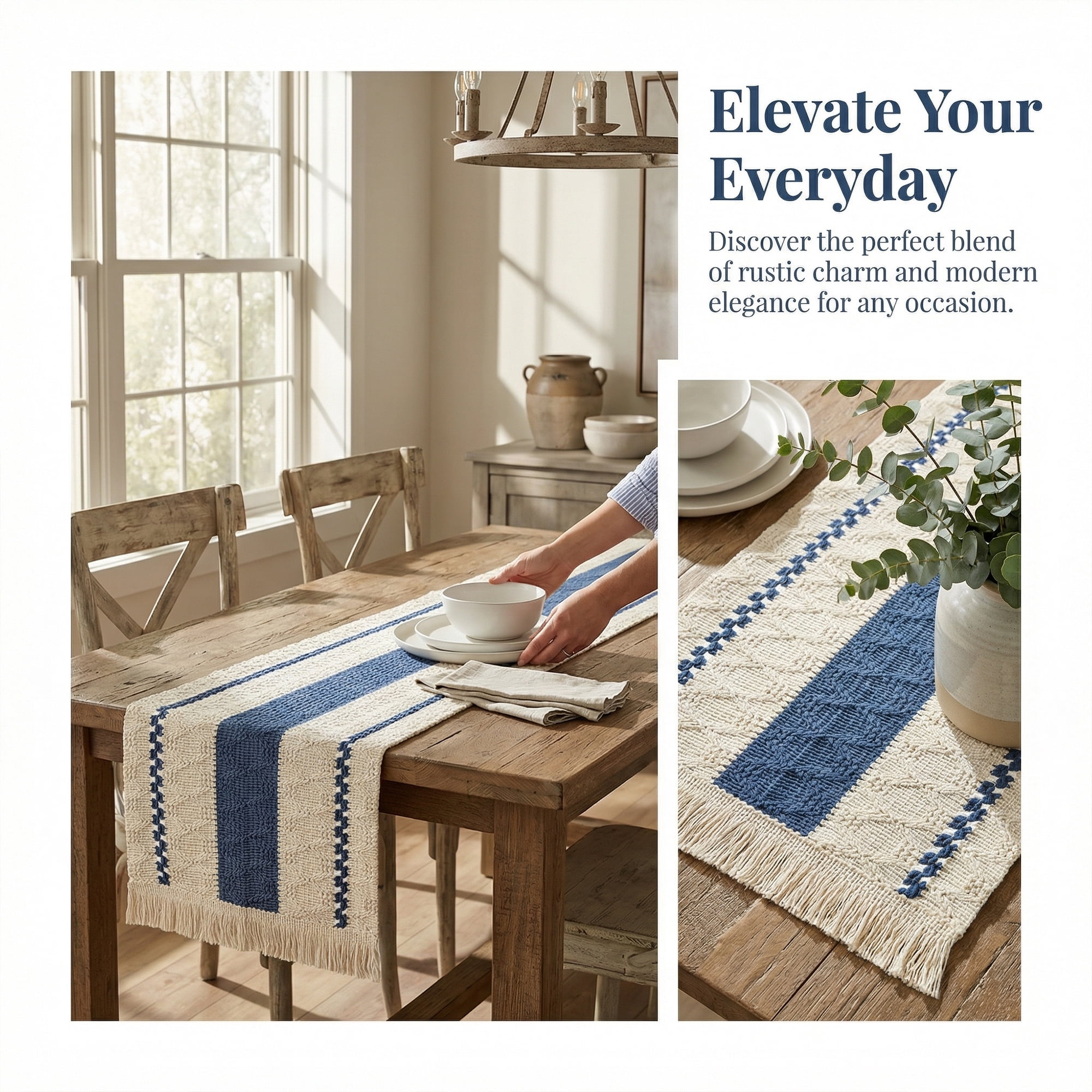 Unique Bargains Farmhouse Polyester Table Runner for Birthday Decoration Blue 11.8"x78.7"