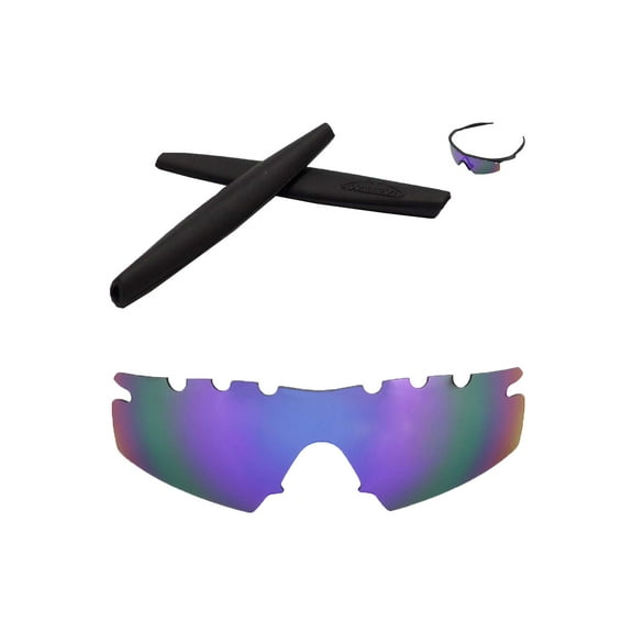 Walleva Purple Polarized Vented Replacement Lenses And Black Earsocks For Oakley M Frame Strike Sunglasses